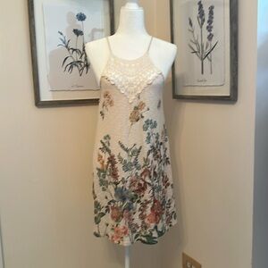 Womens dress, by Blu Pepper, size small, crocheted neck with beautiful floral